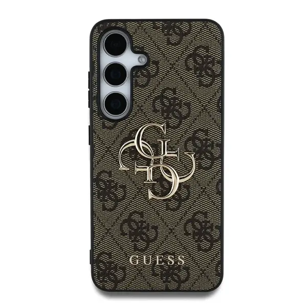 Zadní kryt Guess PU 4G Metal Logo pro Samsung Galaxy S25, hnědá