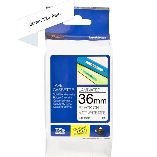 Brother TZE-M261, 36mm x 8m, černý tisk/bílý matný podklad, originální páska