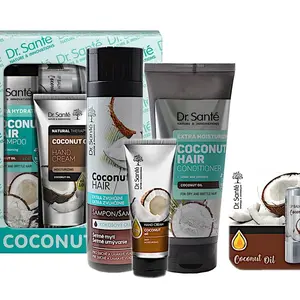 Dárková sada pro hydrataci křehkých vlasů Dr. Santé Coconut + dárek zdarma