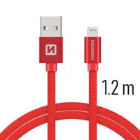 Datový kabel Swissten Textile USB Lightning 1,2 M, red