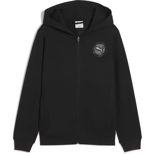 Puma ACTIVE SPORTS GRAPHIC FULL-ZIP HOODIE TR B Chlapecká mikina, černá, velikost
