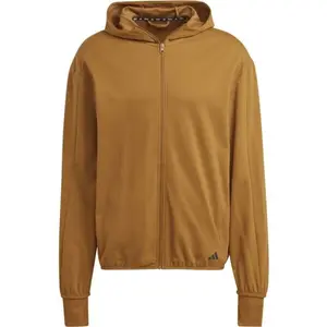 adidas YOGA FULL-ZIP HOODIE Pánská mikina, hnědá, velikost XXL