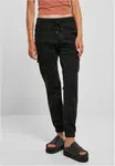 Women's high-waisted cargo jogging pants - black