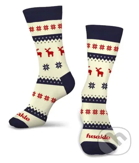 Ponožky Vianočný Jelenček svetlý L (Veľkosť L (43 - 46))