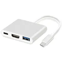 Adaptér pre TV Monitor 3v1 Hub USB-C, USB 3.0, HDMI 4k - Biela H34019