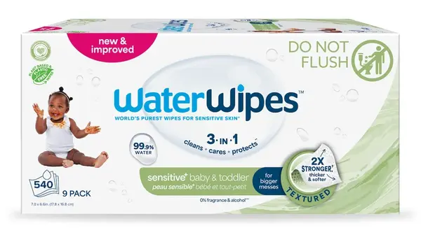 9X WATERWIPES Obrúsky vlhčené Baby&Toddler 3in1