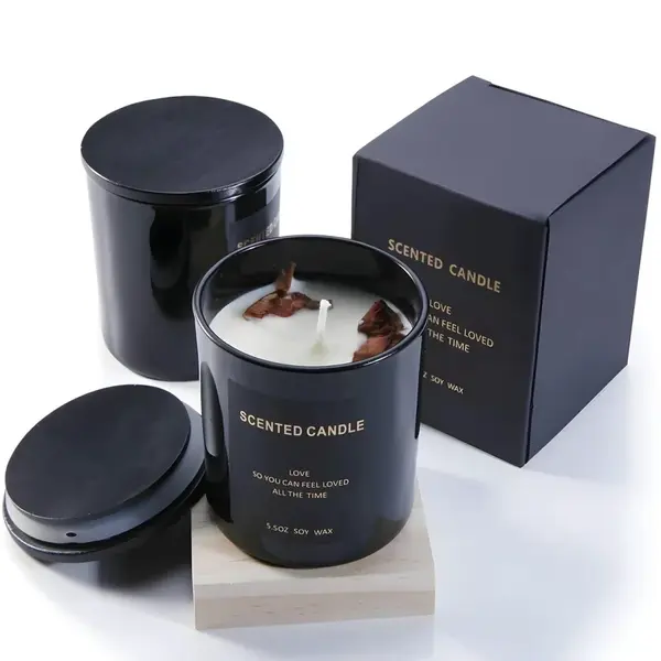 Vonná sviečka - Čierna/Pivónia/Jazmín/Ruža/Karafiát H30487