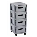 Regál Curver Infinity 4x11L se zásuvkami světle šedý