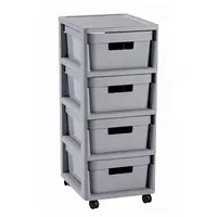 Regál Curver Infinity 4x11L se zásuvkami světle šedý