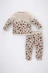 DEFACTO Baby Girl Leopard Patterned Knitwear Sweater Bottom 2-Piece Set