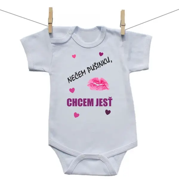 Boodyy Body s krátkym rukávom Nečem pusinku, chcem jesť 56 (0-2 mesiace)