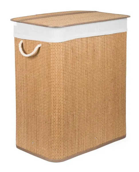 Kôš na bielizeň G21 105 l s rozdeľovačom, bambusový s bielym košom