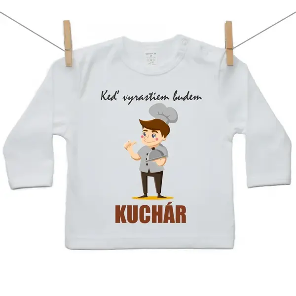 Boodyy Tričko s dlhým rukávom Keď vyrastiem budem kuchár 134 (8-9 rokov)