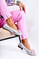 Zazoo 2749 Dámské Kožené Baletky S Křišťálky Bílo-Modré