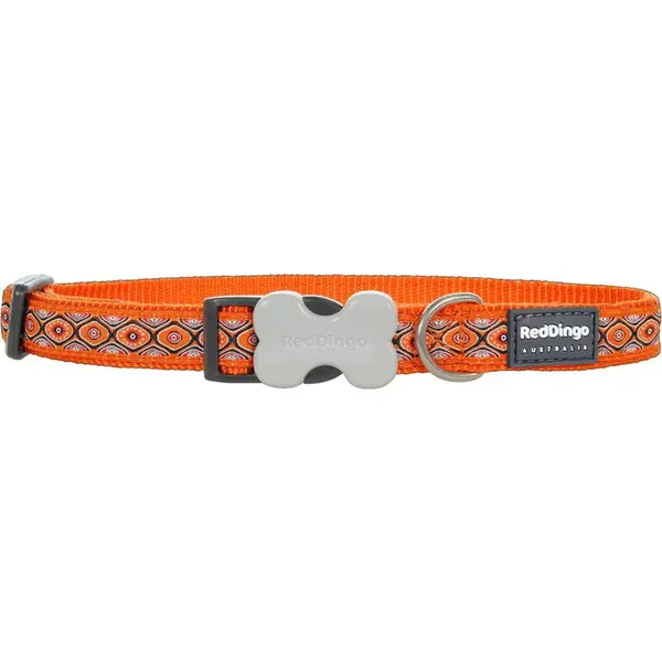 Nylonový obojok Red dingo hadie oči oranžové, Veľkosť: L
