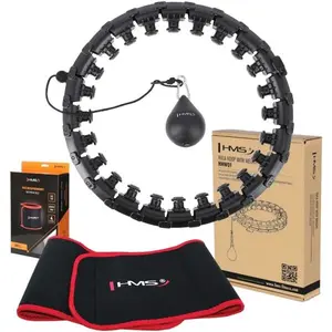 HMS SET HHW01 + BR163 Set masážnej obruče so závažím a zoštíhľujúcim pásom, čierna, veľkosť