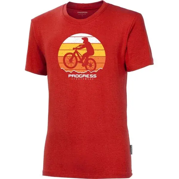 PROGRESS BARBAR BIKER Pánske bambusové tričko, červená, veľkosť