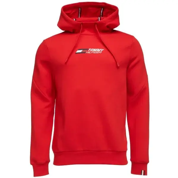 Tommy Hilfiger ESSENTIALS HOODY Pánska mikina, červená, veľkosť