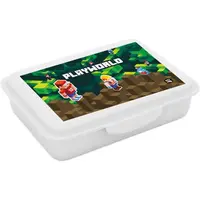 Oxybag PLAYWORLD Detský plastový box na desiatu, biela, veľkosť