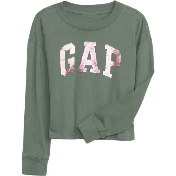 GAP V-LS ELV LOGO Dievčenské tričko, khaki, veľkosť