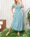 Resti Green women's midi dress with floral pattern - Clothing
