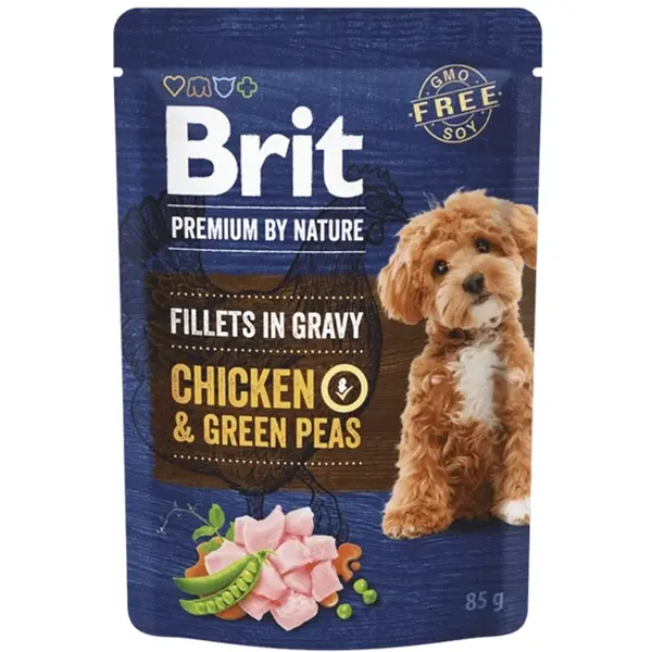 Brit Premium Dog kapsička Fillets in Gravy Chicken & Green Peas 85 g | Kapsička pro psy