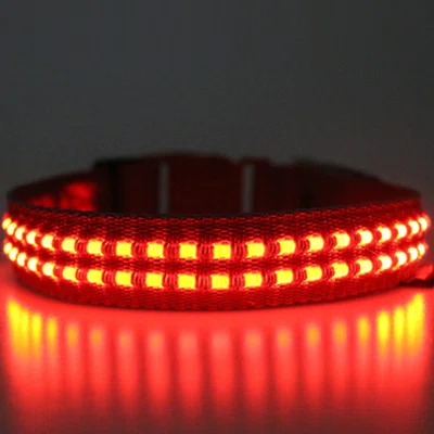 Reedog luminous USB svíticí obojek pro malé, střední a velké psy - červená - S