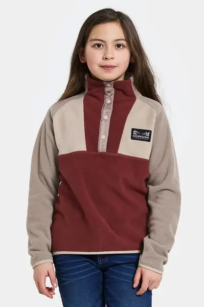 Dětská mikina Didriksons YOKTO K 1/2 BTN 2 vínová barva, hladká, 505780