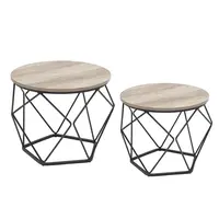 MID.YOU SADA KONFERENČNÍCH STOLKŮ, černá, šedobéžová, kov, kompozitní dřevo, 50/50/40 cm