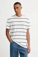 Bavlněné tričko Tommy Jeans pánské, béžová barva, DM0DM21983