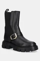 Kožené kotníkové boty Love Moschino dámské, černá barva, na platformě, JA24105G1NIA0000