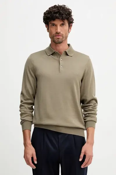 Vlněný svetr BOSS Bono-L pánský, vínová barva