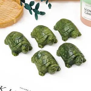 Natural Xiuyan Jade Turtle Sculpture Display Decorations