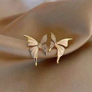 Butterfly Alloy Enamel Stud Earrings