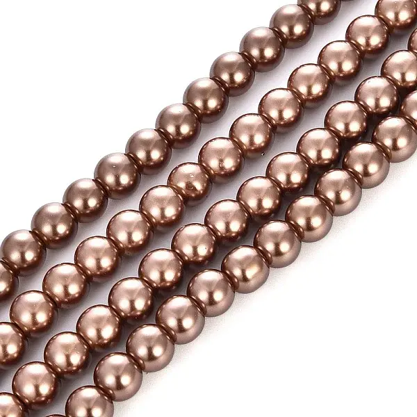 Baking Paint Pearlized Glass Pearl Round Bead Strands