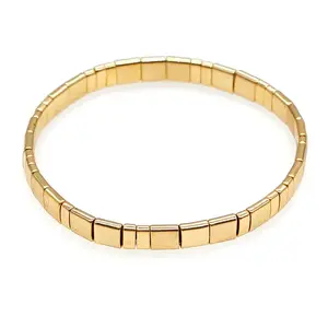 Summer Beach Gold Glass Beaded Stretch Tile Bracelets