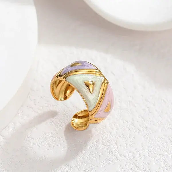 304 Stainless Steel Enamel Cuff Open Rings