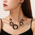 Alloy Enamel Pendant Necklaces & Stud Dangle Earrings Sets