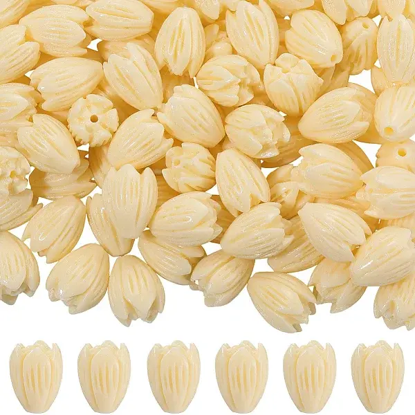 100Pcs Dyed Synthetic Coral Carved Beads