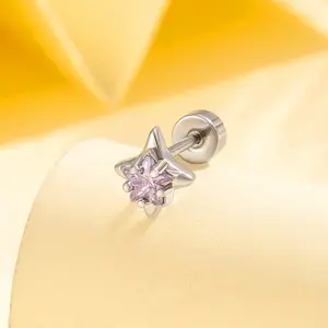 Brass Pave Cubic Zirconia Star Cartilage Earrings