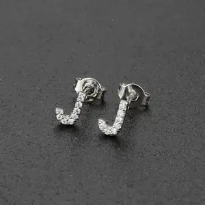 Brass Micro Pave Clear Cubic Zirconia Stud Earrings