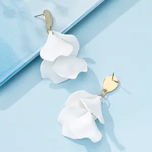 Petal Tassel Alloy Dangle Stud Earrings
