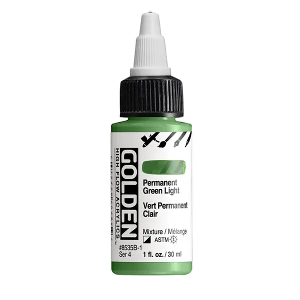 Akrylová barva Golden High Flow 30 ml - Permanent Green Light 8535
