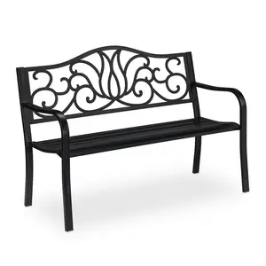 Relaxdays LAVICE černá antik 2místná 127,5 cm