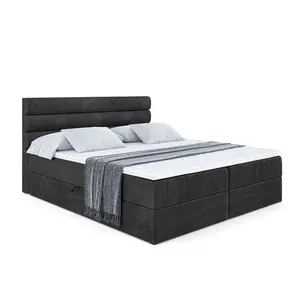 ALTDECOR AMERICKÁ postel s matrací H3 a lamelovým roštem – CELESTIA – 180 × 200 cm, černá
