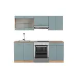 Vicco KUCHYŇSKÝ KOUT R-Line Modrošedý/zlatý dub 200 cm , PD Dub