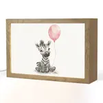OnlyWow NOČNÍ LAMPIČKA Zebra - Dítě - Zvířata - Růžový balónek 30x20 cm
