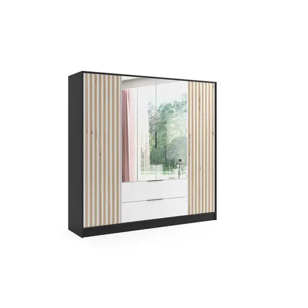 ALTDECOR ŠATNÍ SKŘÍŇ NERA – 200 cm – černá|bílá|dub artisan