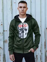 Pánská zelená mikina s kapucí a zipem