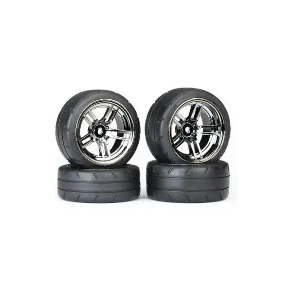Traxxas kolo 1.9", disk split-spoke černý chrom, pneu Response (sada)